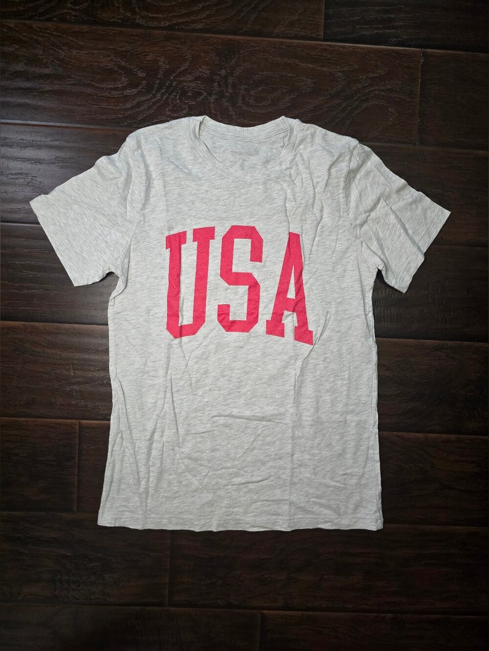 USA Womens Light Grey Casual Short Sleeve Tee Shirt Large